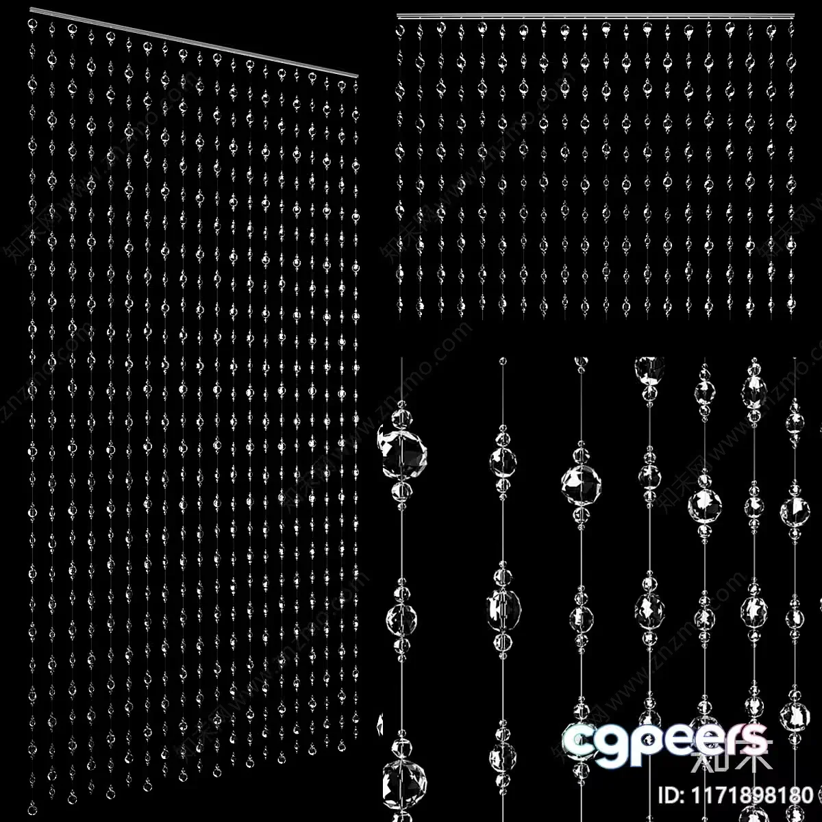 Crystal Curtain With Beads 3D Model – 11540 – VRAY Render