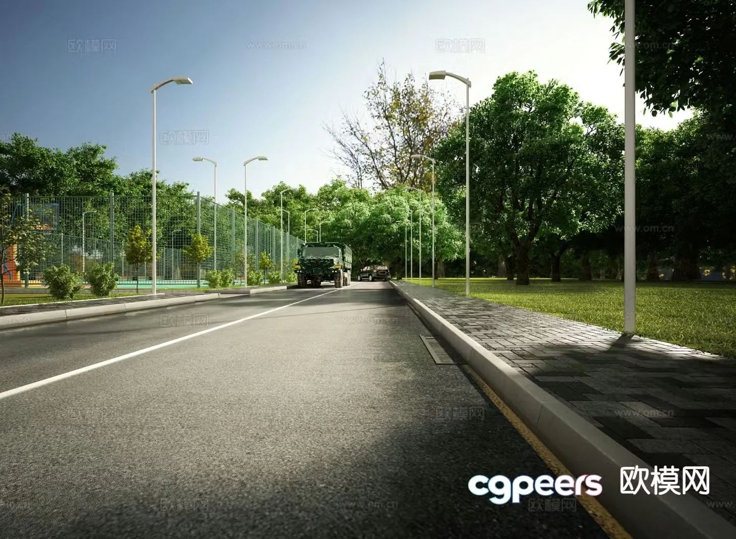 modern road landscape highway lane 3d model