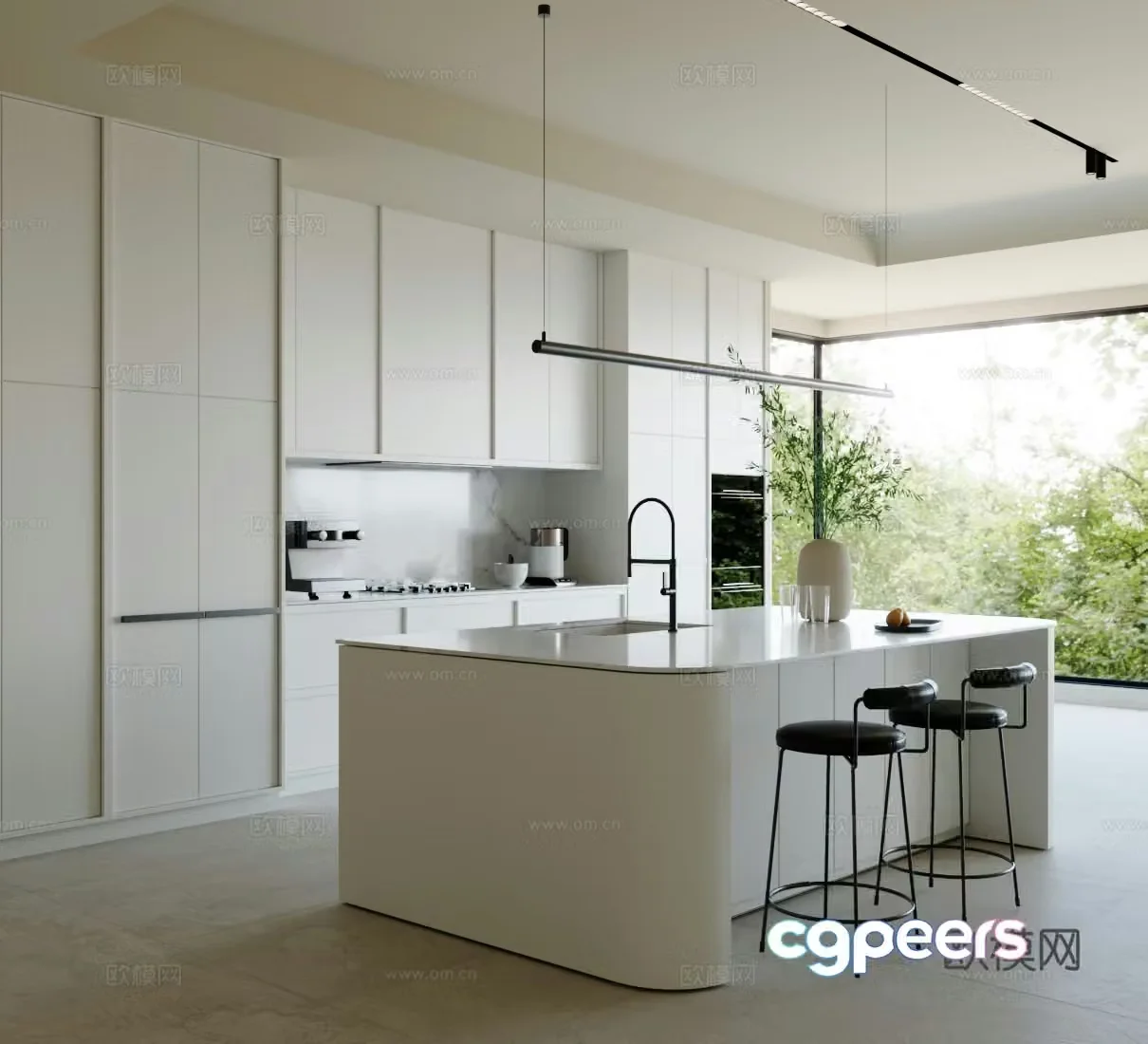 Modern open kitchen island kitchen kitchen dining room oven sideboard kitchen middle island 3d model