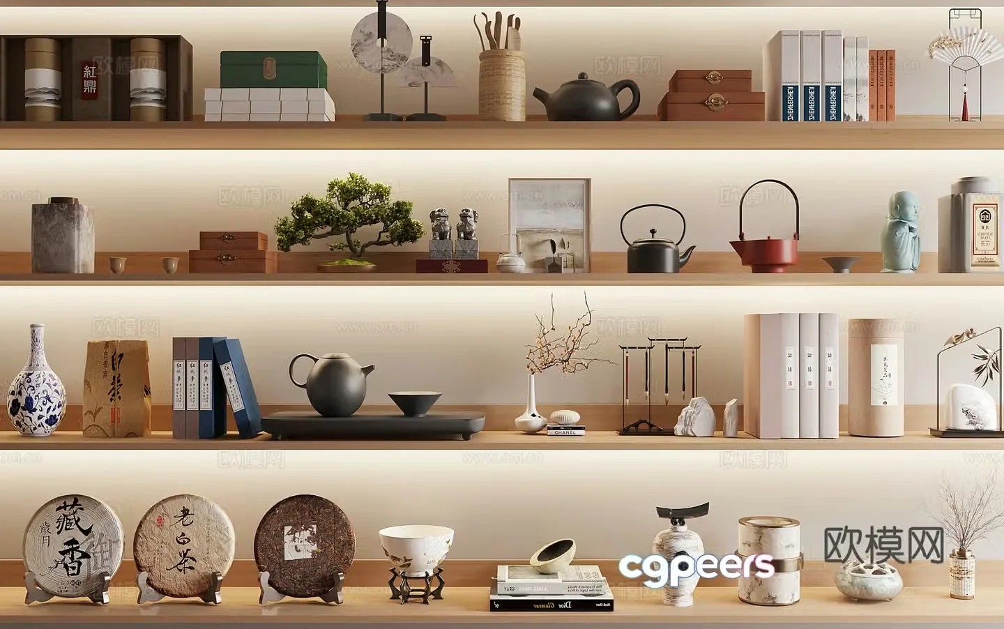 New Chinese style decorative ornament combination 3D model