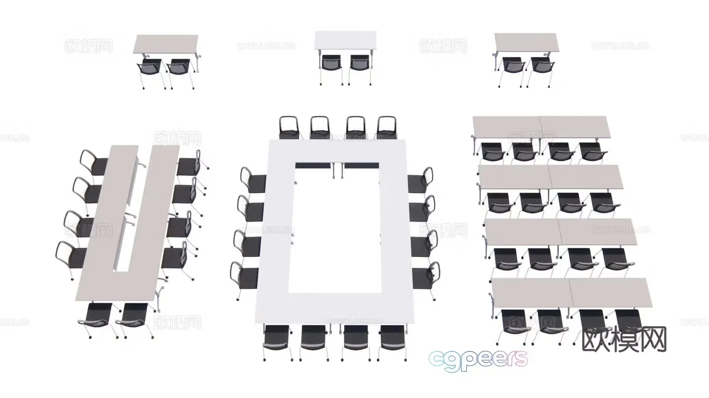 Modern office conference table and chair training table 3d model