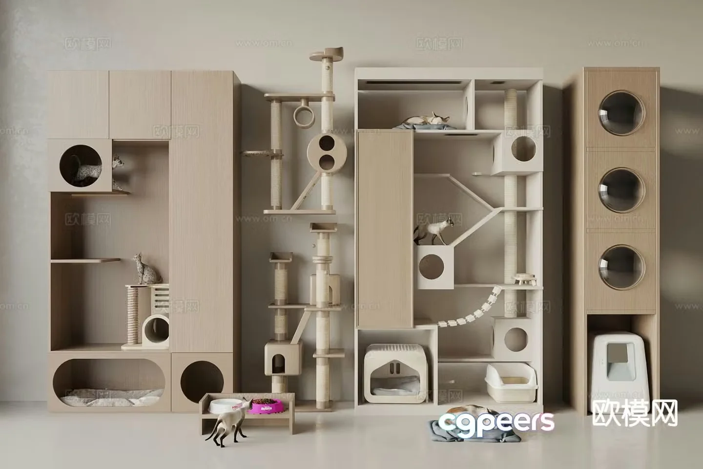 Modern cat climbing frame cat nest cat pet cabinet pet supplies 3D model