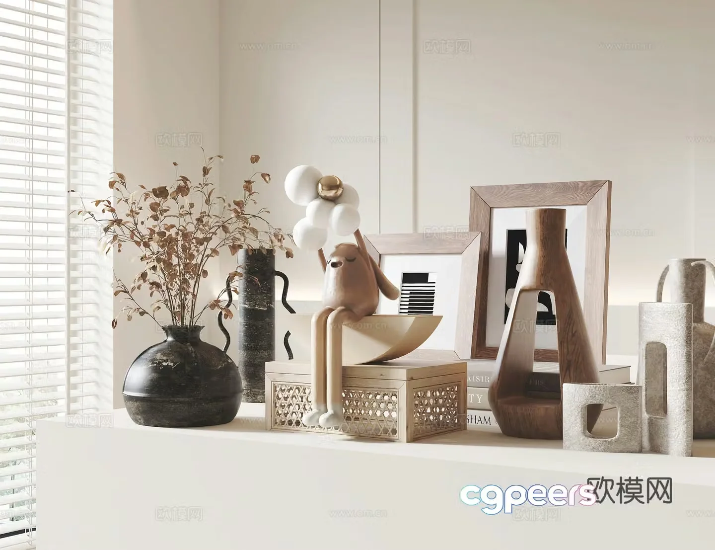 Modern jewelry ornaments vase cartoon doll 3d model