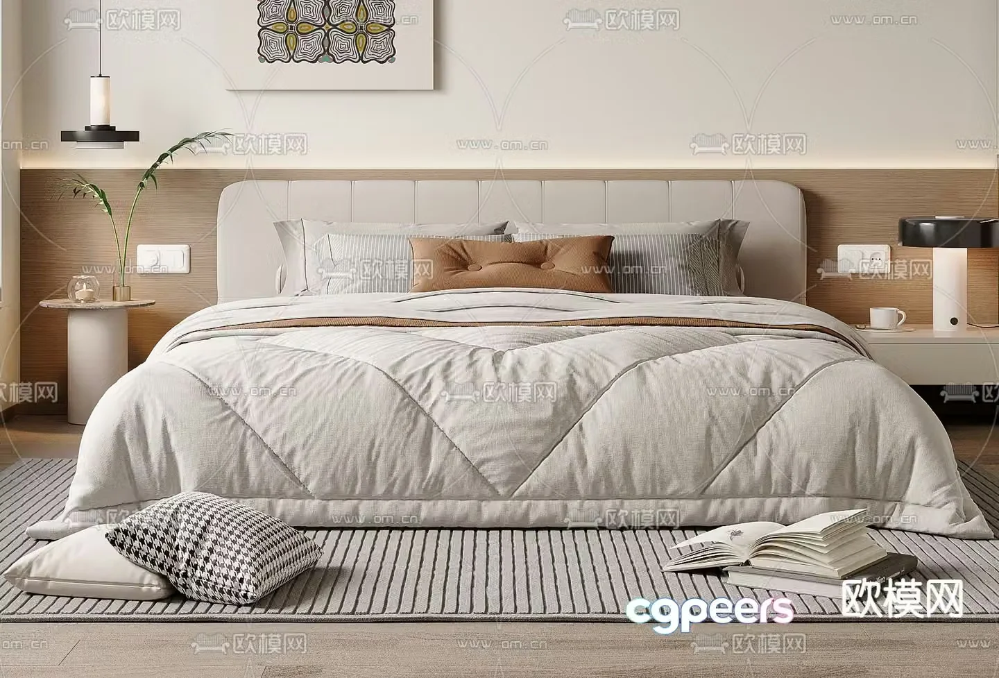 Modern double bed 3d model