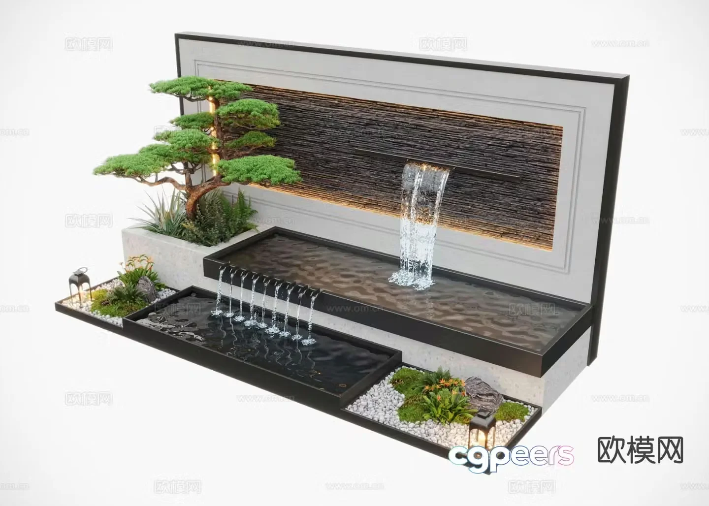 water feature wall landscape wall water feature fountain 3d model