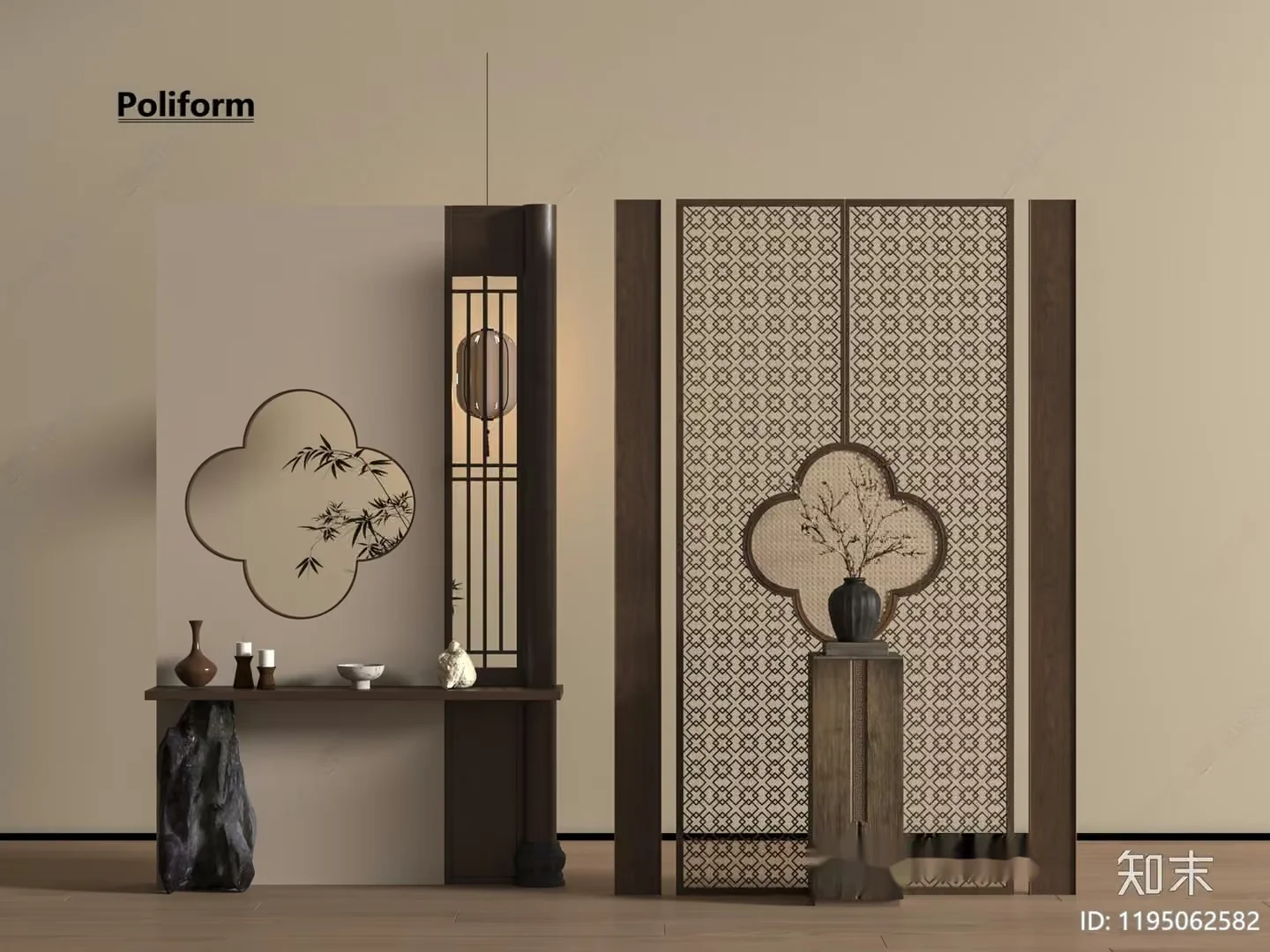 Modern Asian-Style Decor 3D Model – 12369 – VRAY Render