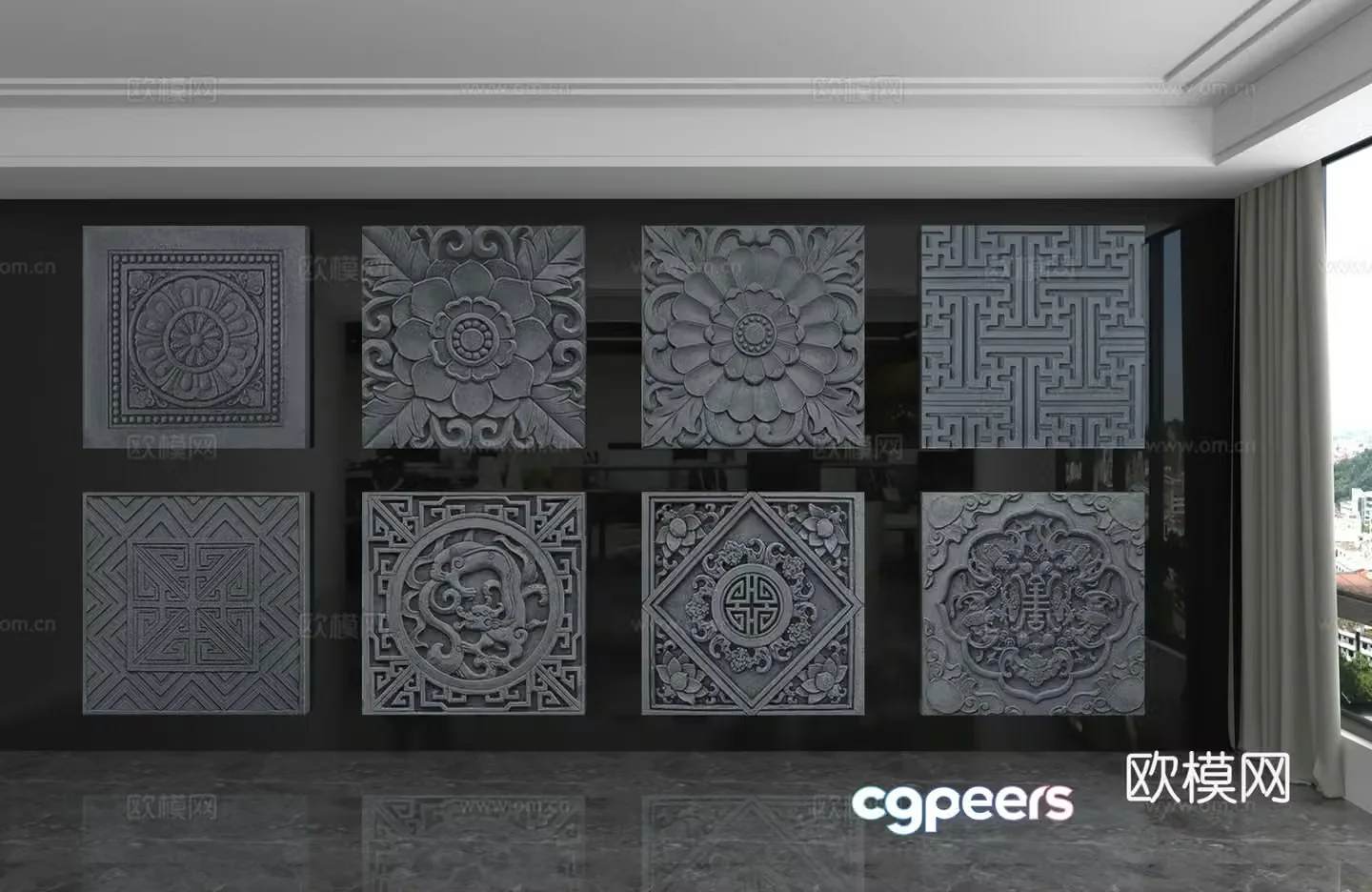 Modern background wall 3d model