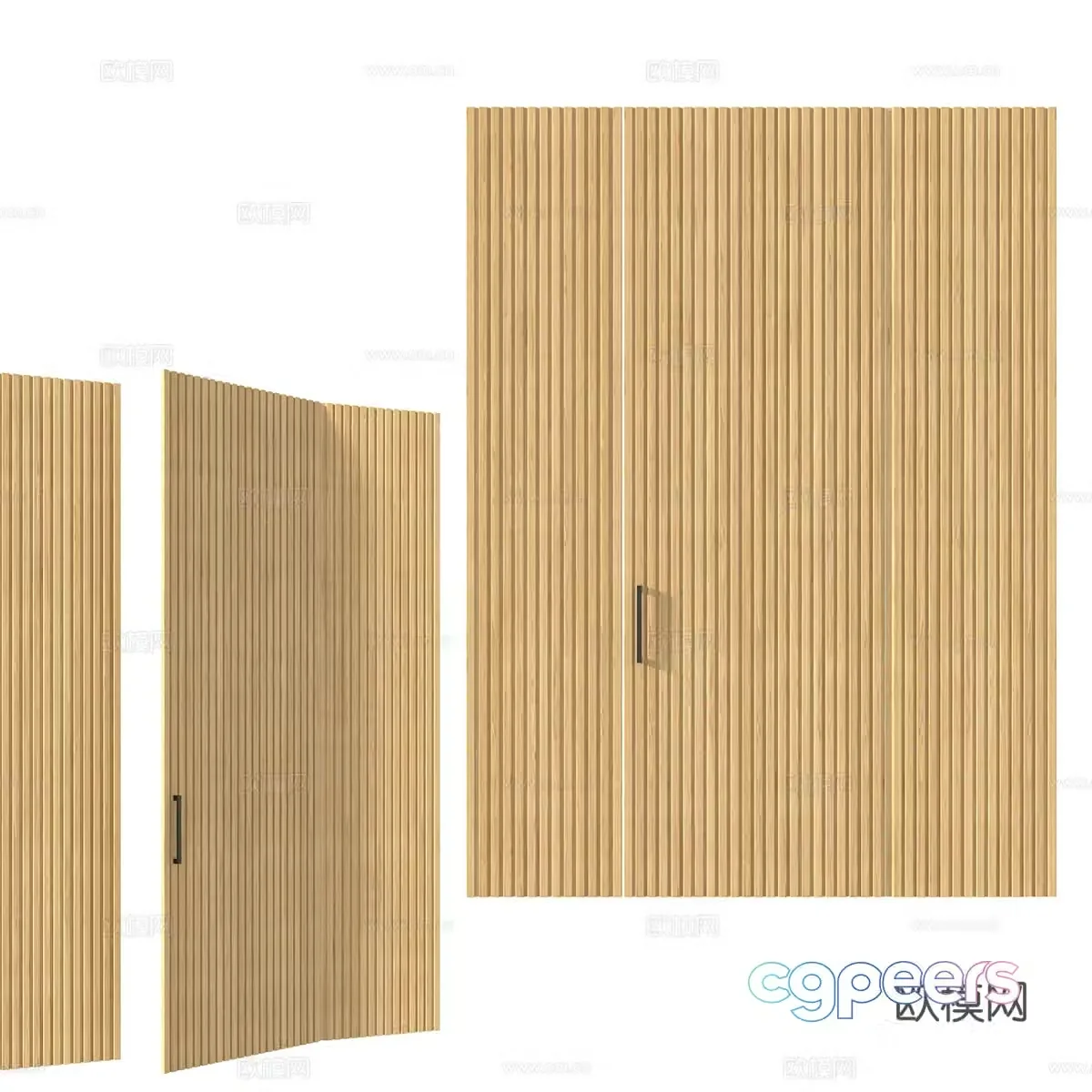 Nordic simple room door entrance door bedroom door garden landscape door 3d model