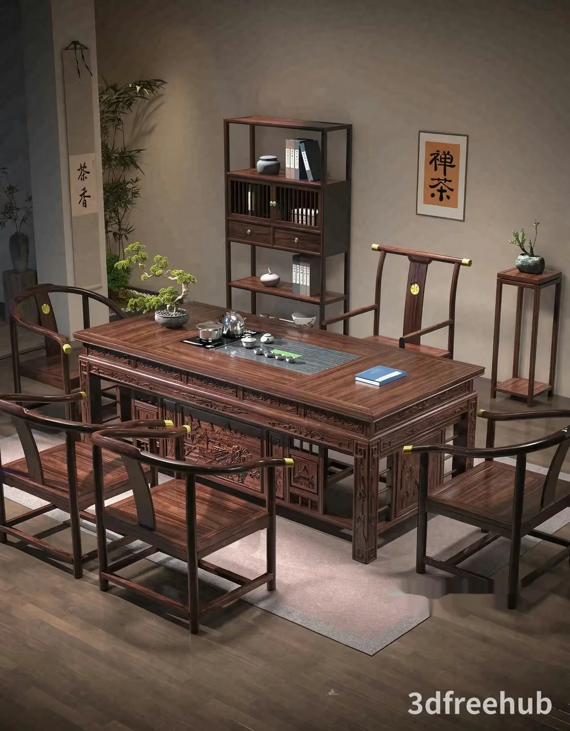 Traditional Chinese Dining Table 3D Model – 21795 – VRAY Render