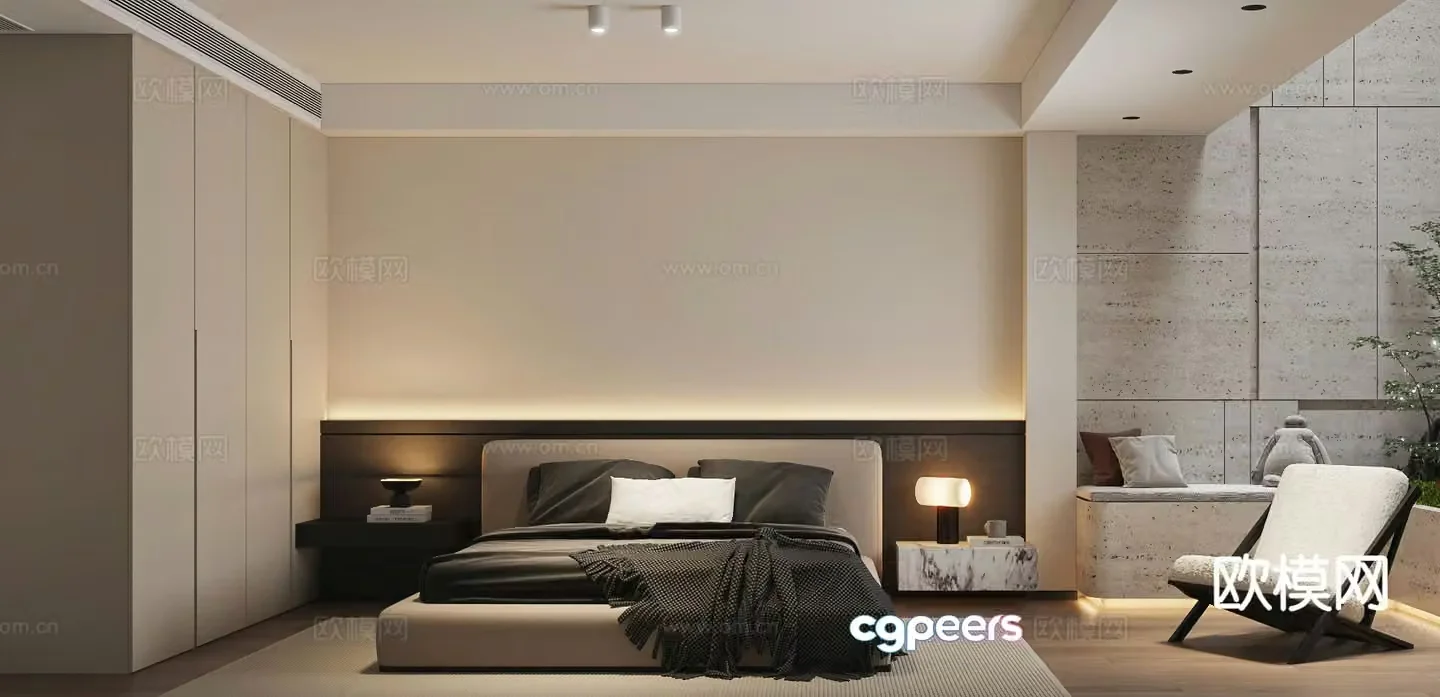 Italian style bedroom master bedroom 3d model