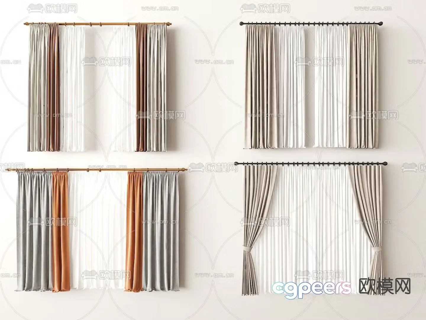 Dream curtain floor curtain plain curtain gauze curtain 3d model