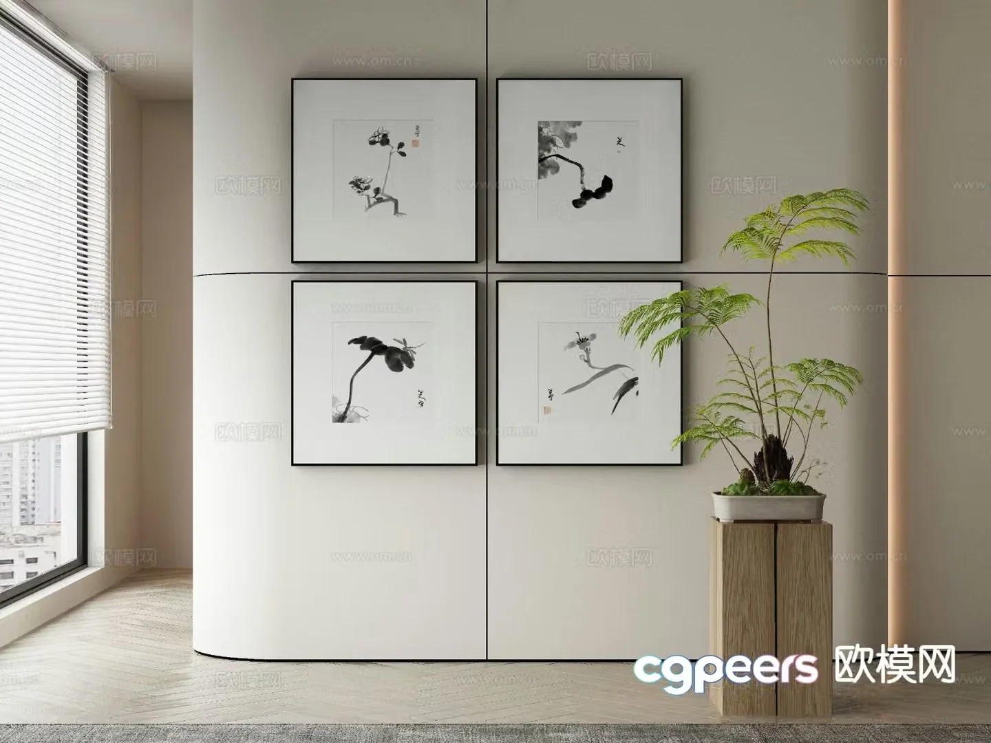 New Chinese style ink painting art painting decorative painting 3d model