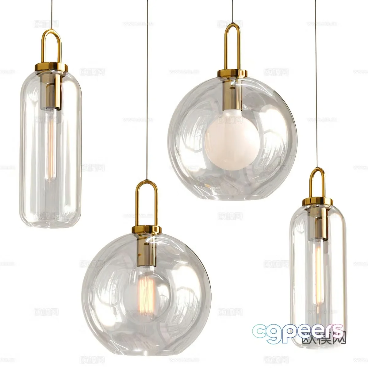 Modern light luxury decorative hanging line light 3d model