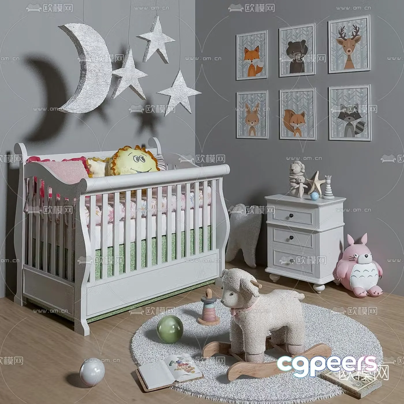 Modern crib soft furnishing 3d model