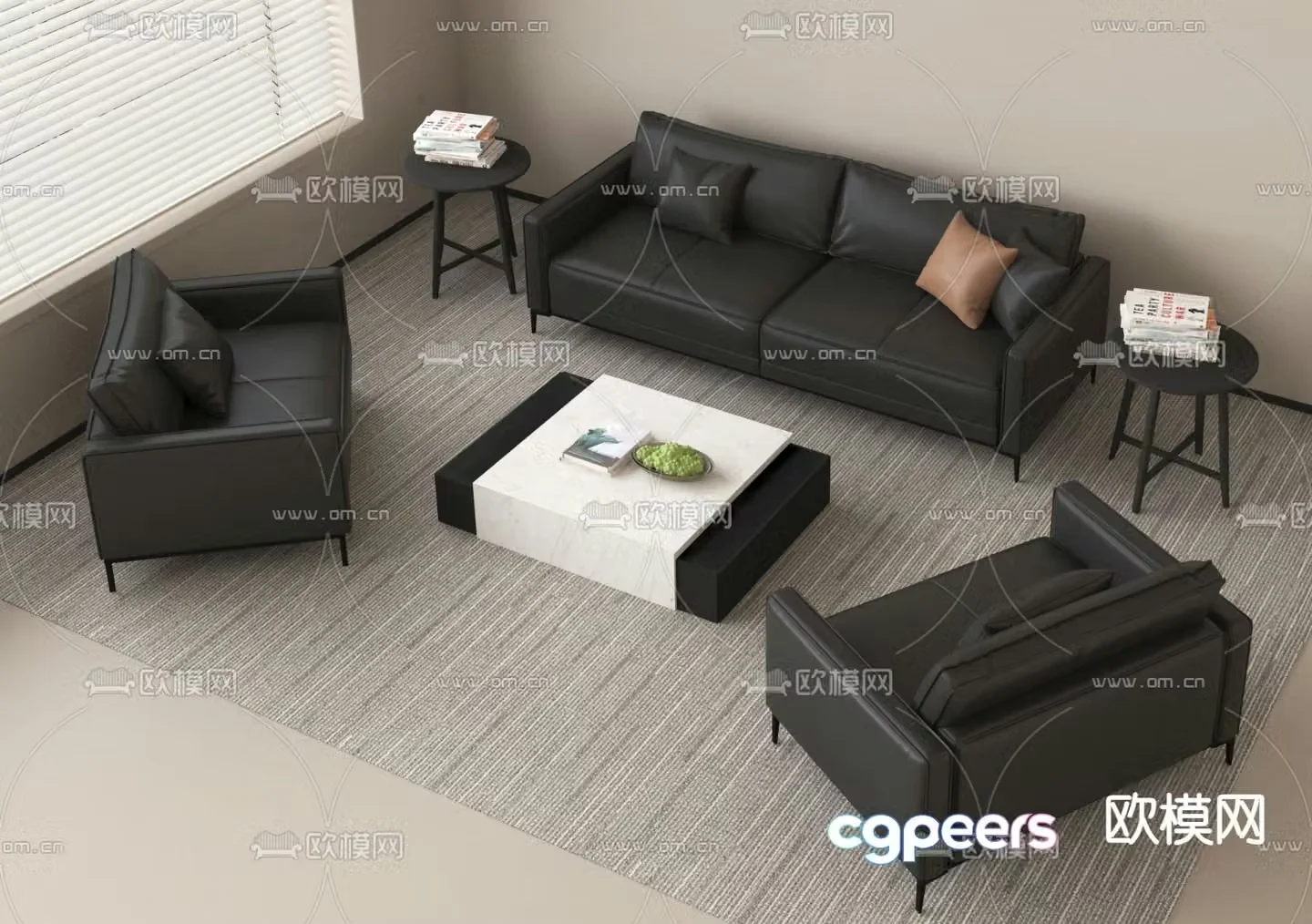 Leather sofa modular sofa 3d model