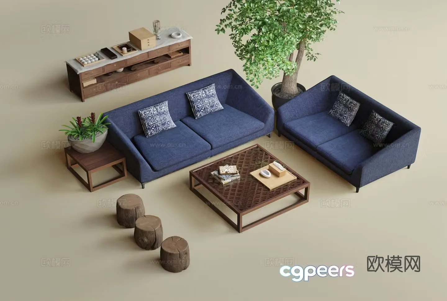 Medieval style modular sofa 3D model