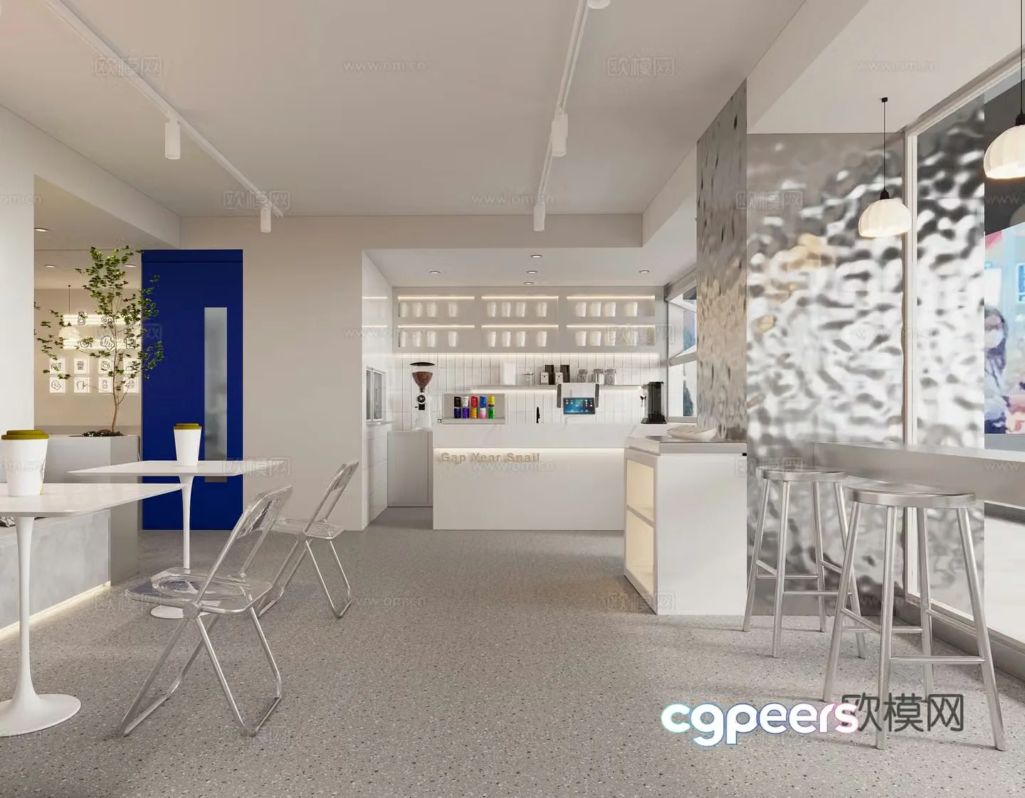Modern milk tea shop 3d model