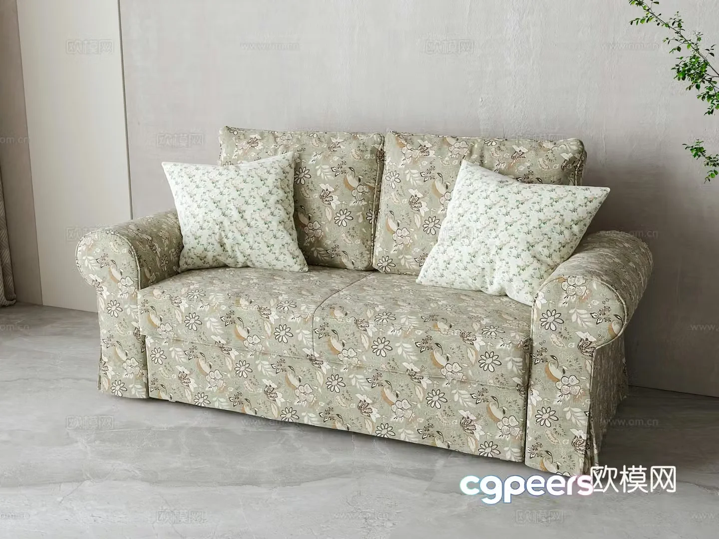American double sofa 3d model