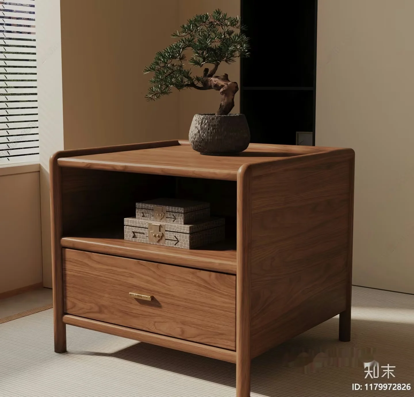Wooden Nightstand 3D Model – 16290 – VRAY Render