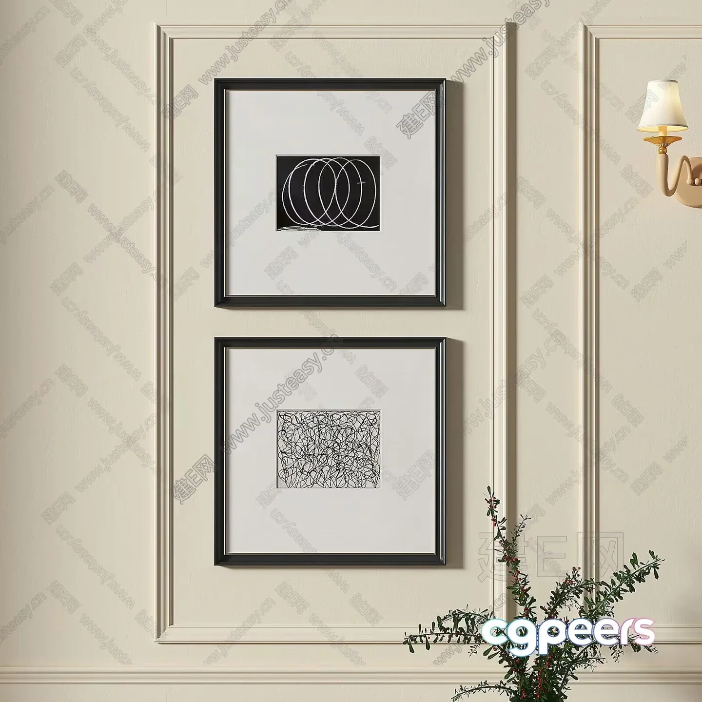 Modern Black Frames 3D Model – 21700 – VRAY Render