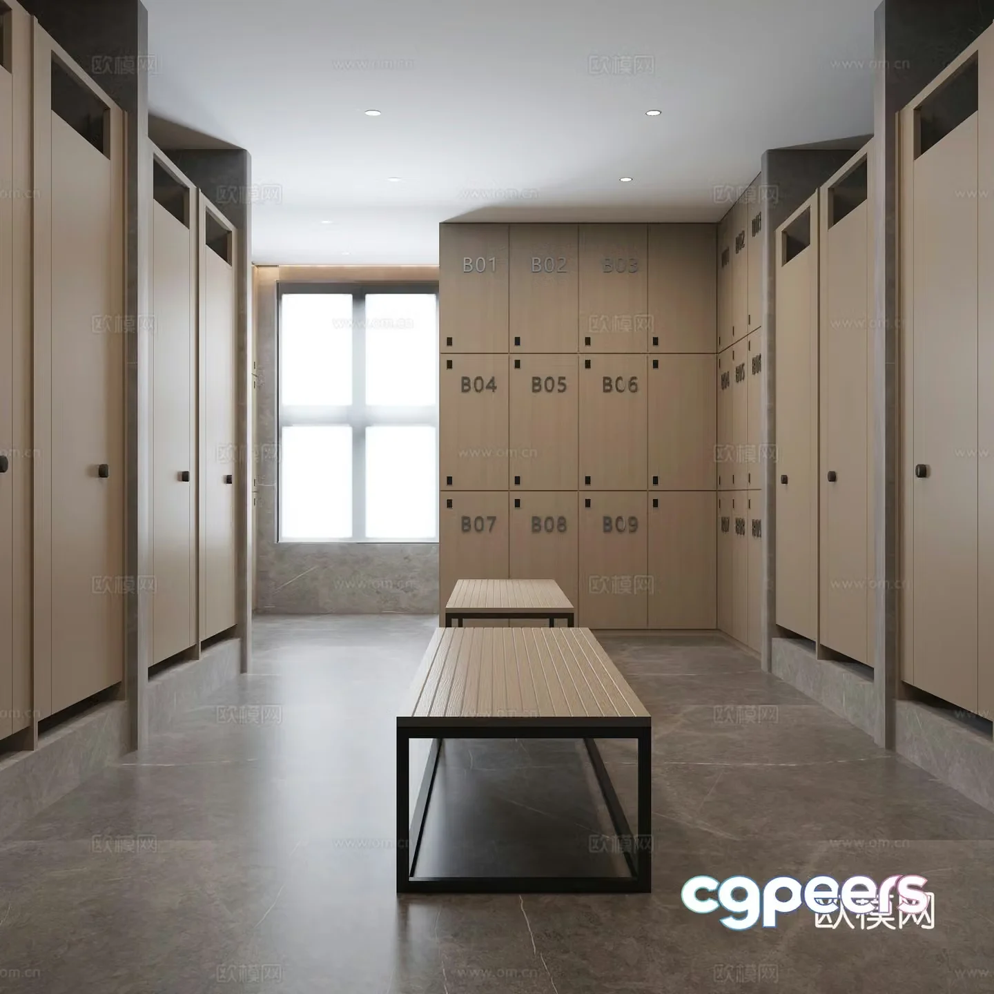 Modern locker room 3d model