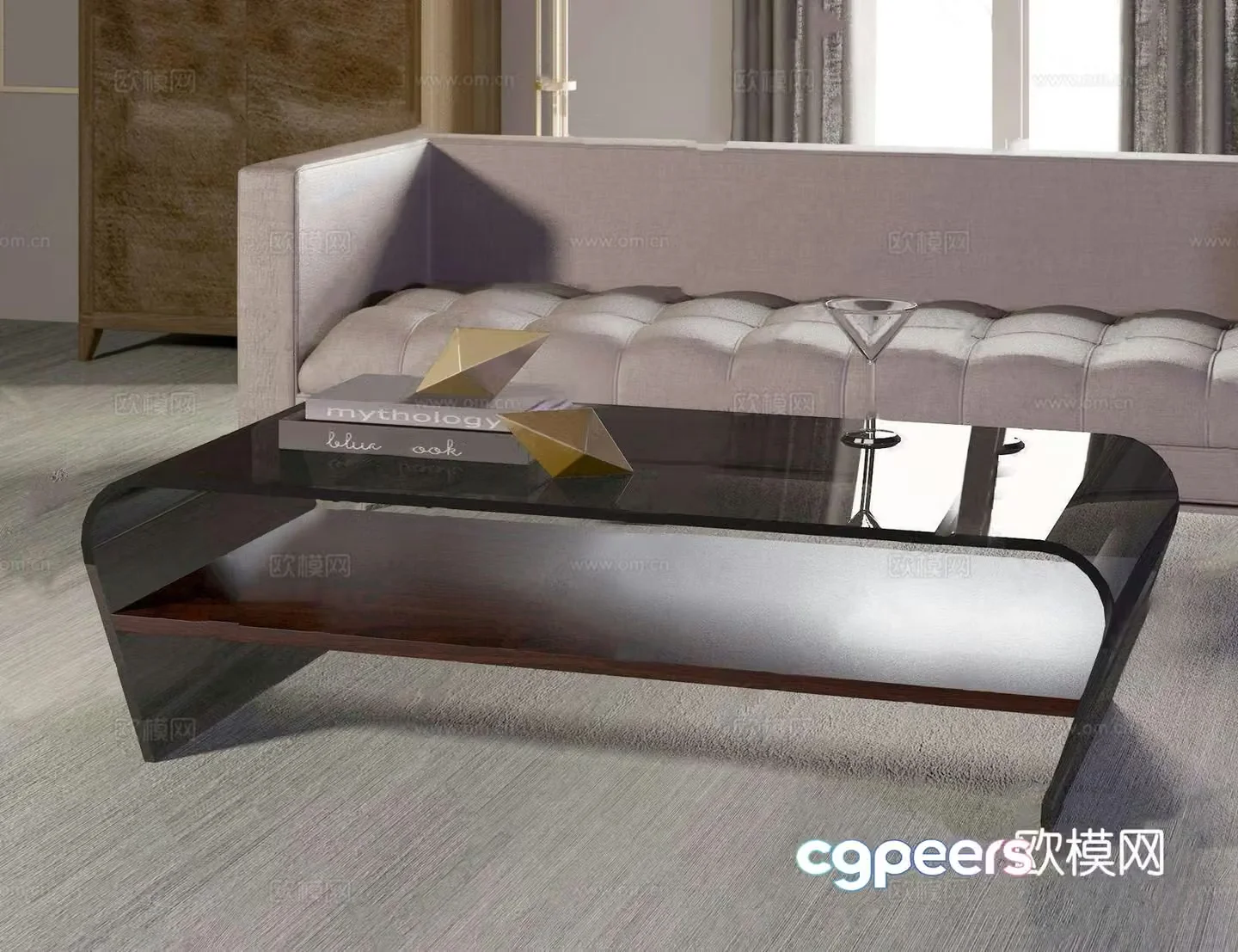 Italy TONIN CASA simple coffee table glass coffee table 3d model