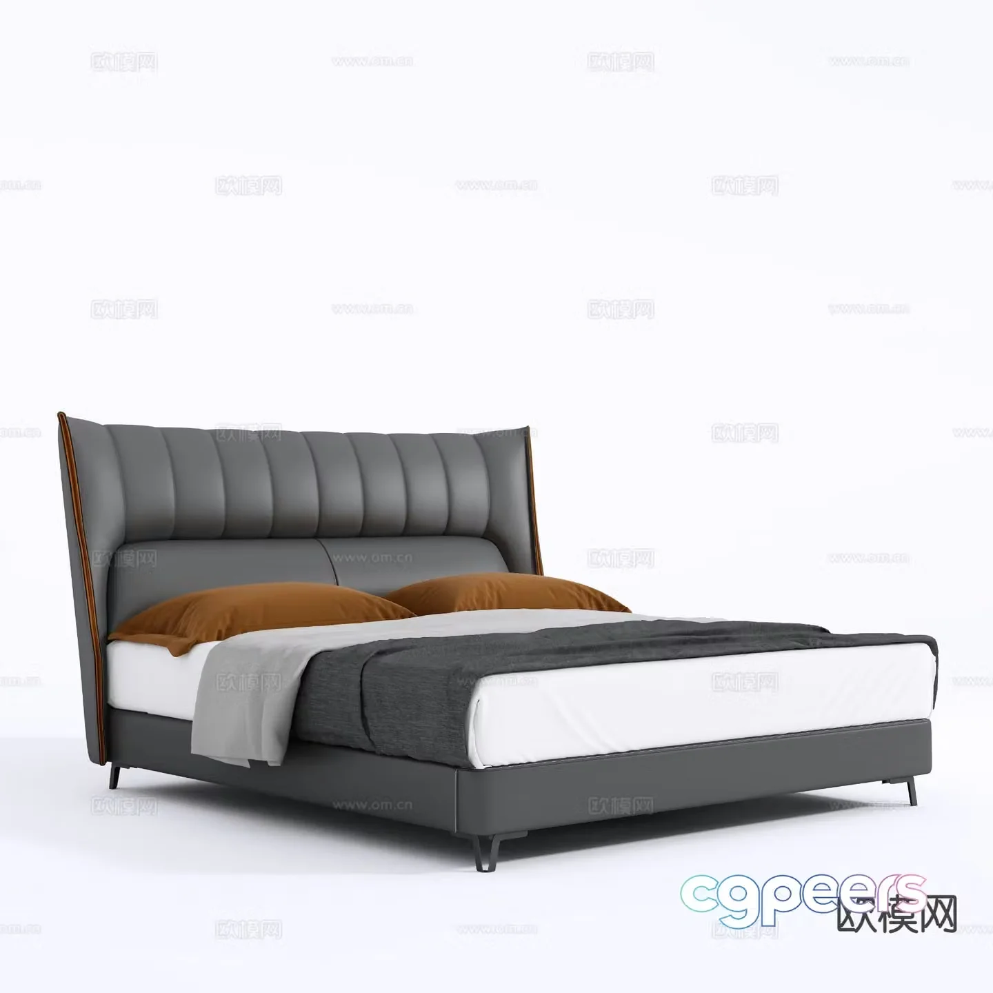 Italian double bed 3d model