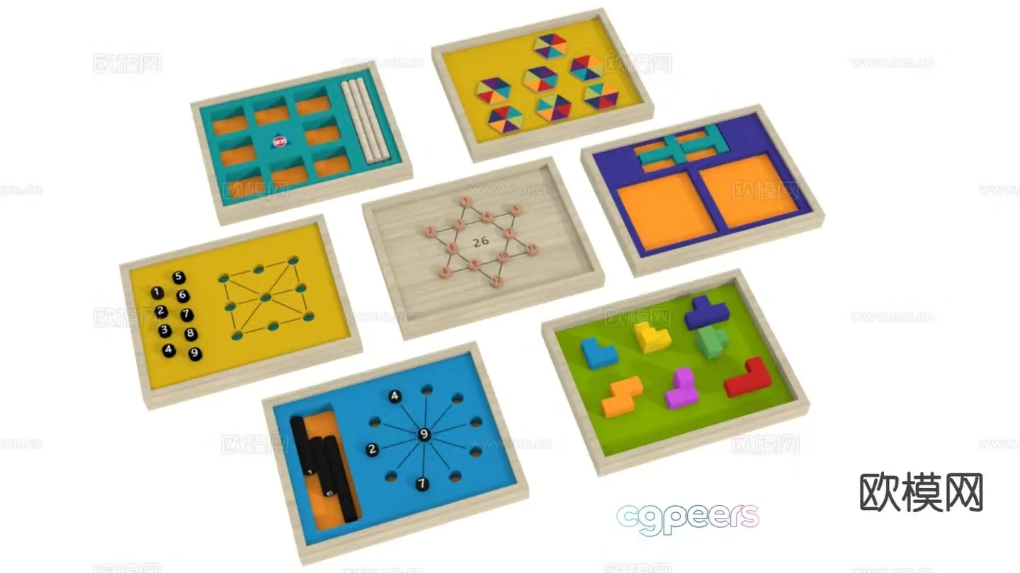 chessboard educational game thinking toy 3d model