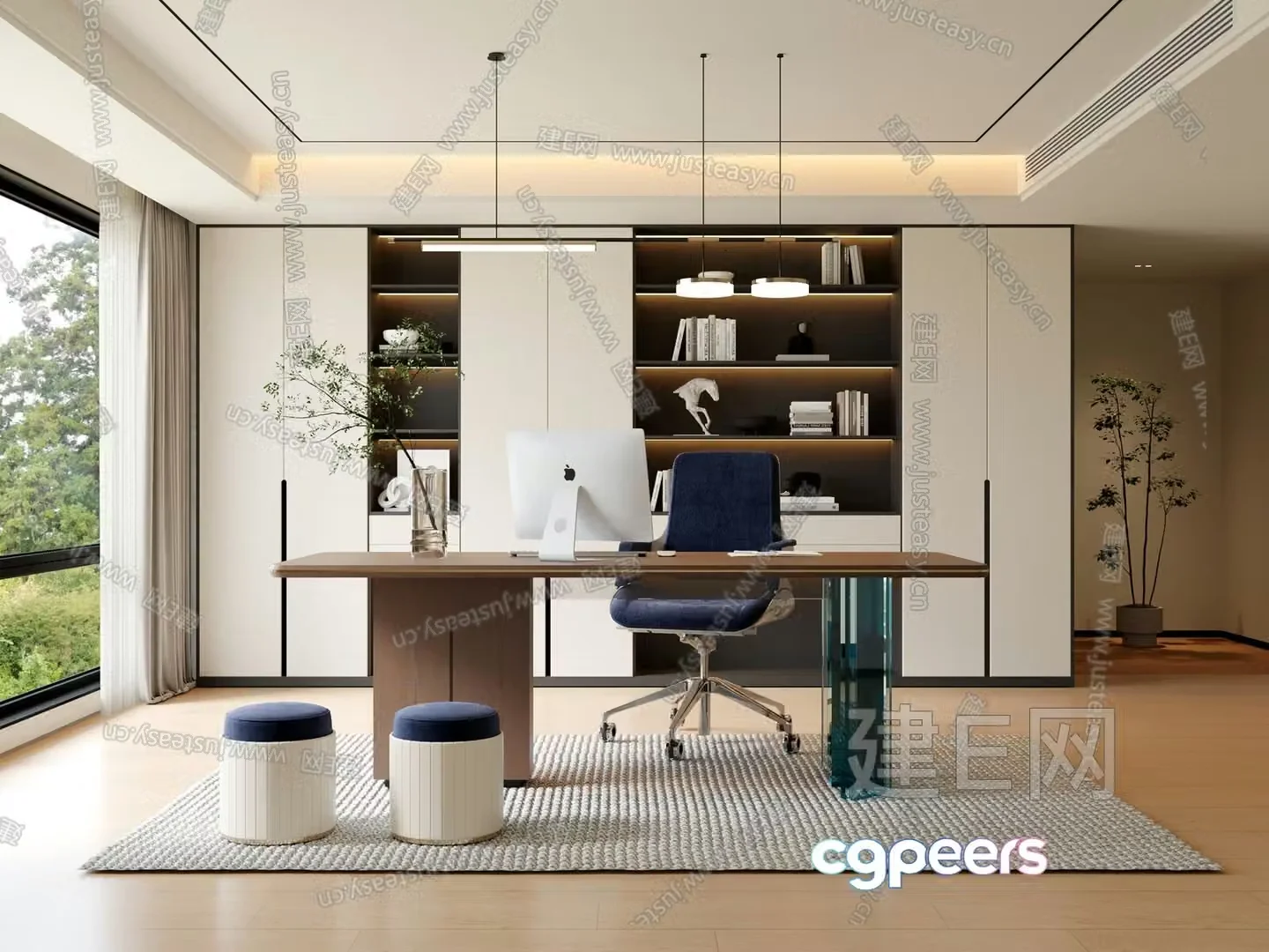 A Modern Office Space 3D Model – 411 – VRAY Render