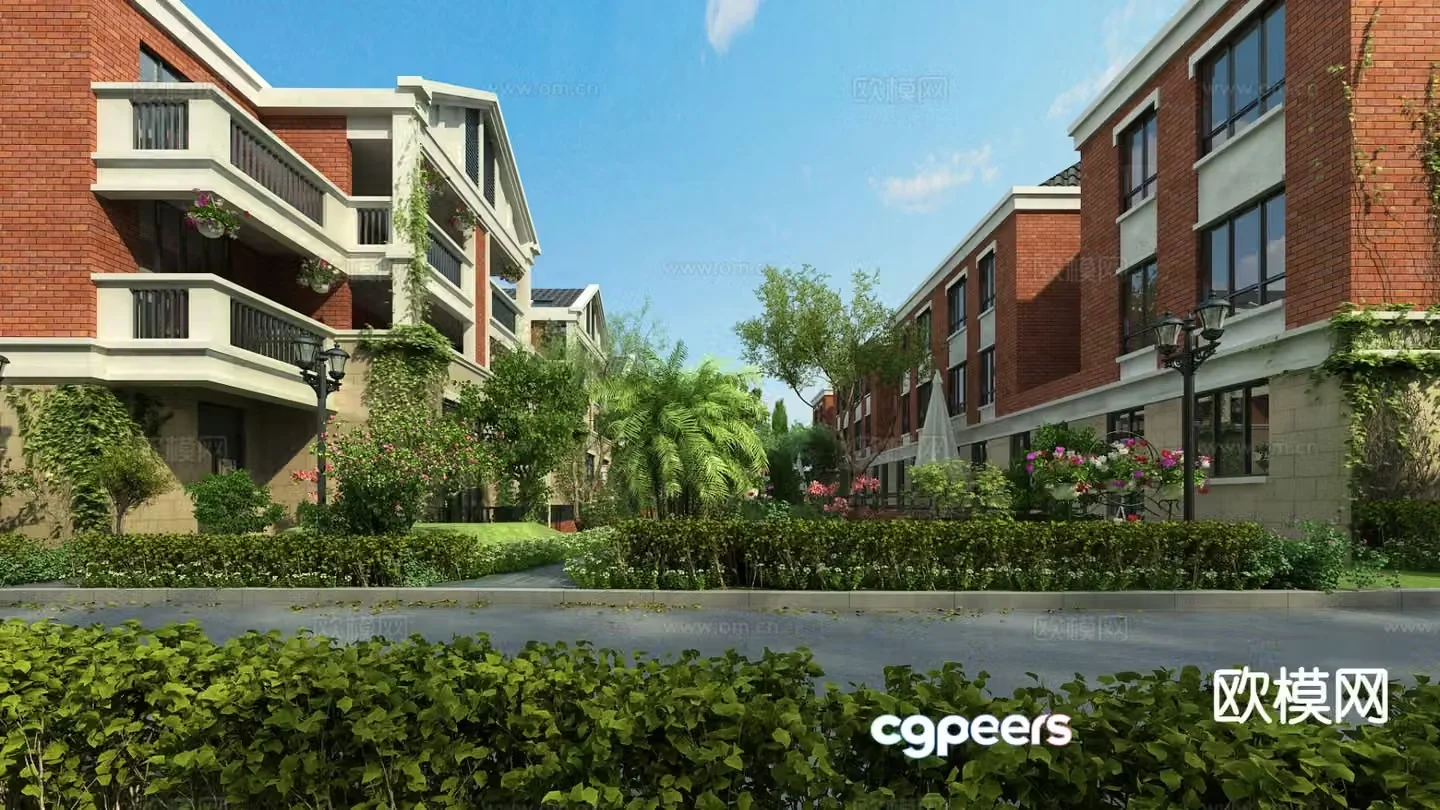 Modern garden residential landscape 3d model