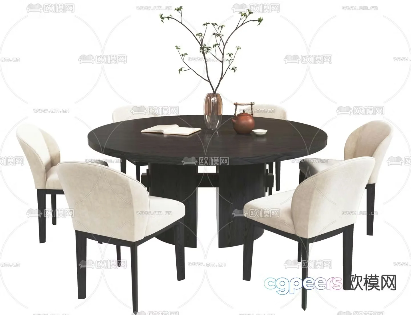 MISSANA modern round dining table and chairs 3d model