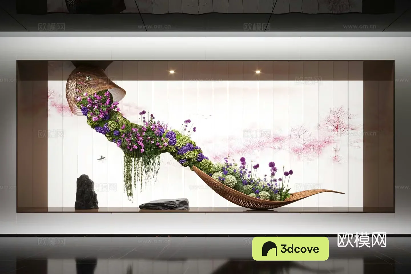 Modern plant art installation Indoor landscape Stone Flower art