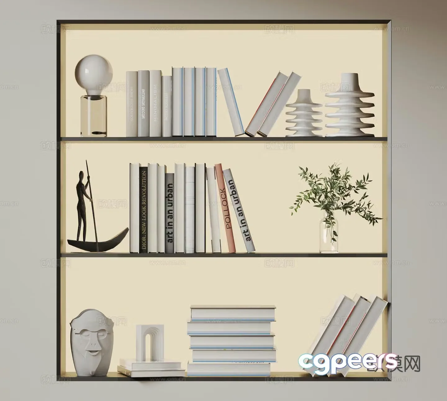 Modern ornament combination Minimalist ornament sculpture Books and books Vase ceramic 3d model