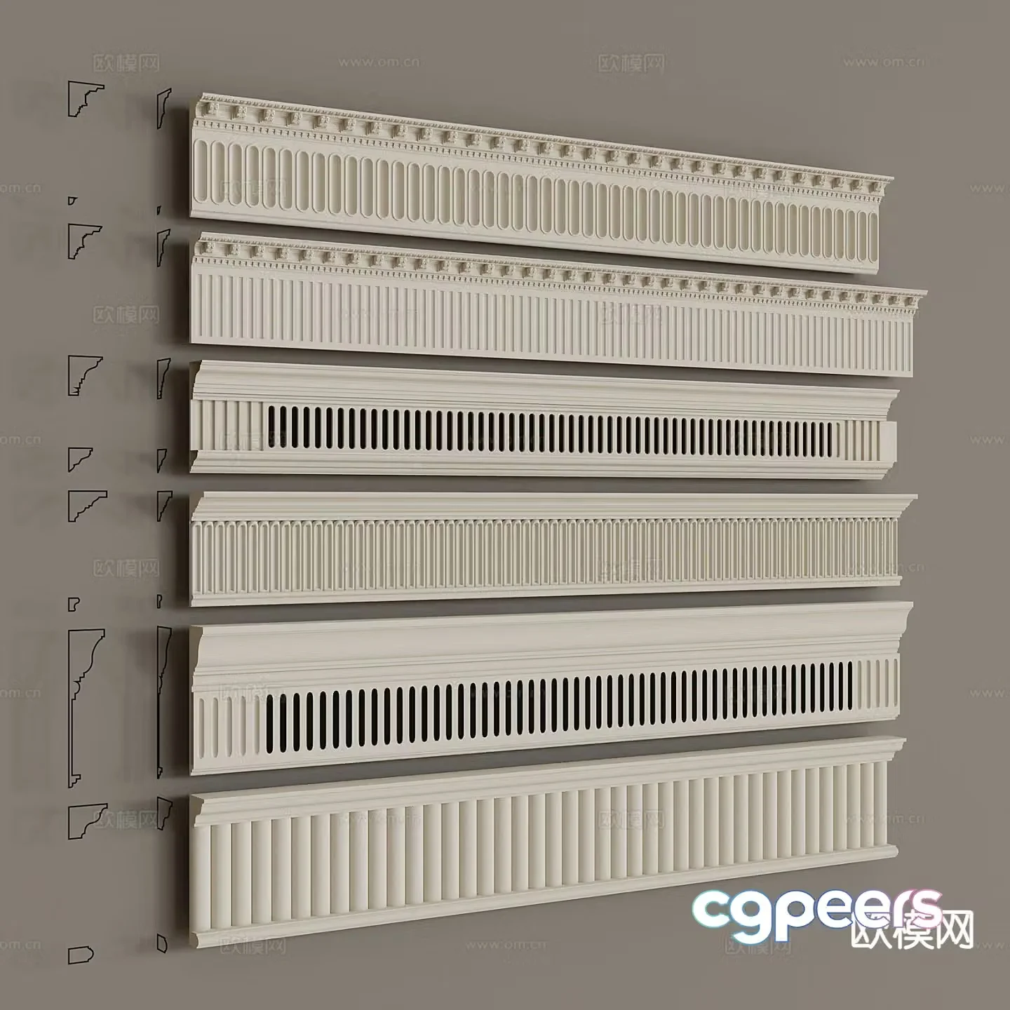 French lines Carved lines Gypsum lines 3d model