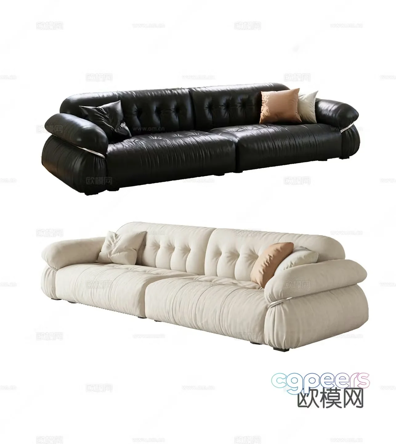 Double sofa upholstered sofa 3d model