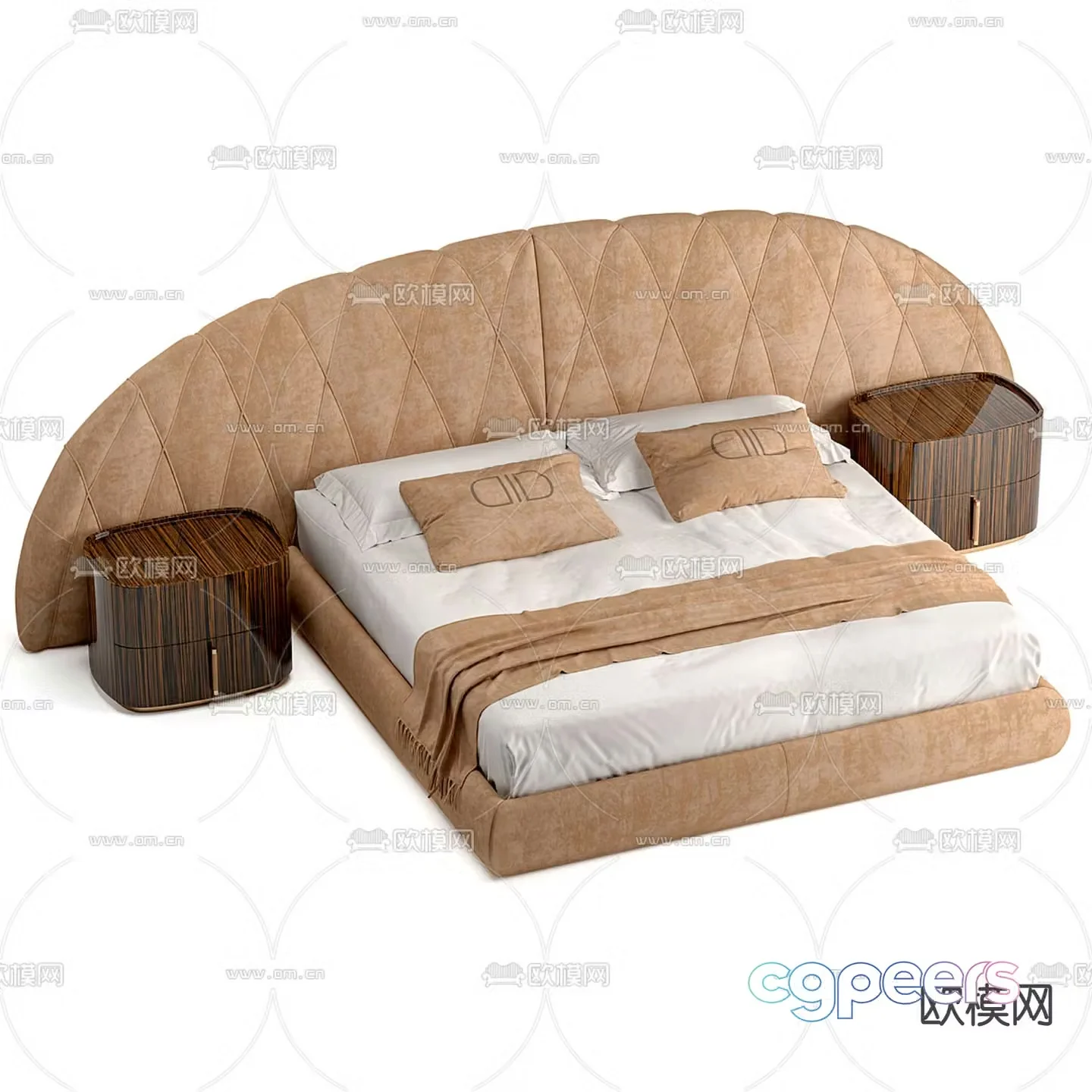 Modern double bed 3d model