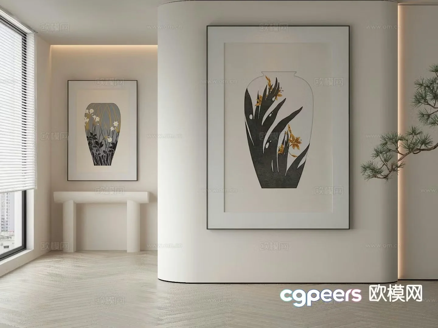 New Chinese style art painting vase painting decorative painting 3d model