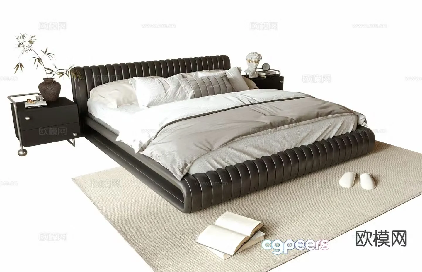 Italian double bed 3d model