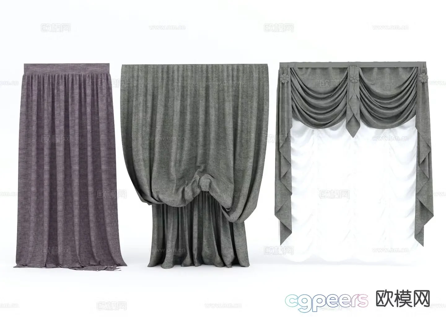 American curtains screens gauze curtains 3d model