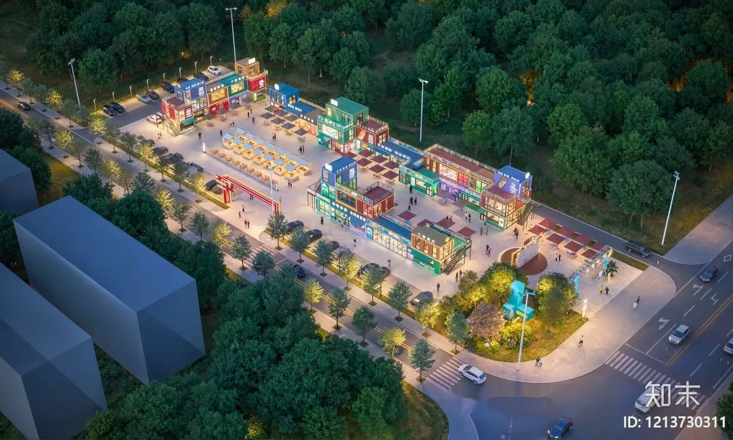 The Main Subject Is A 3D Rendering Of A Shopping Center Characterized 3D Model – 11599 – VRAY Render