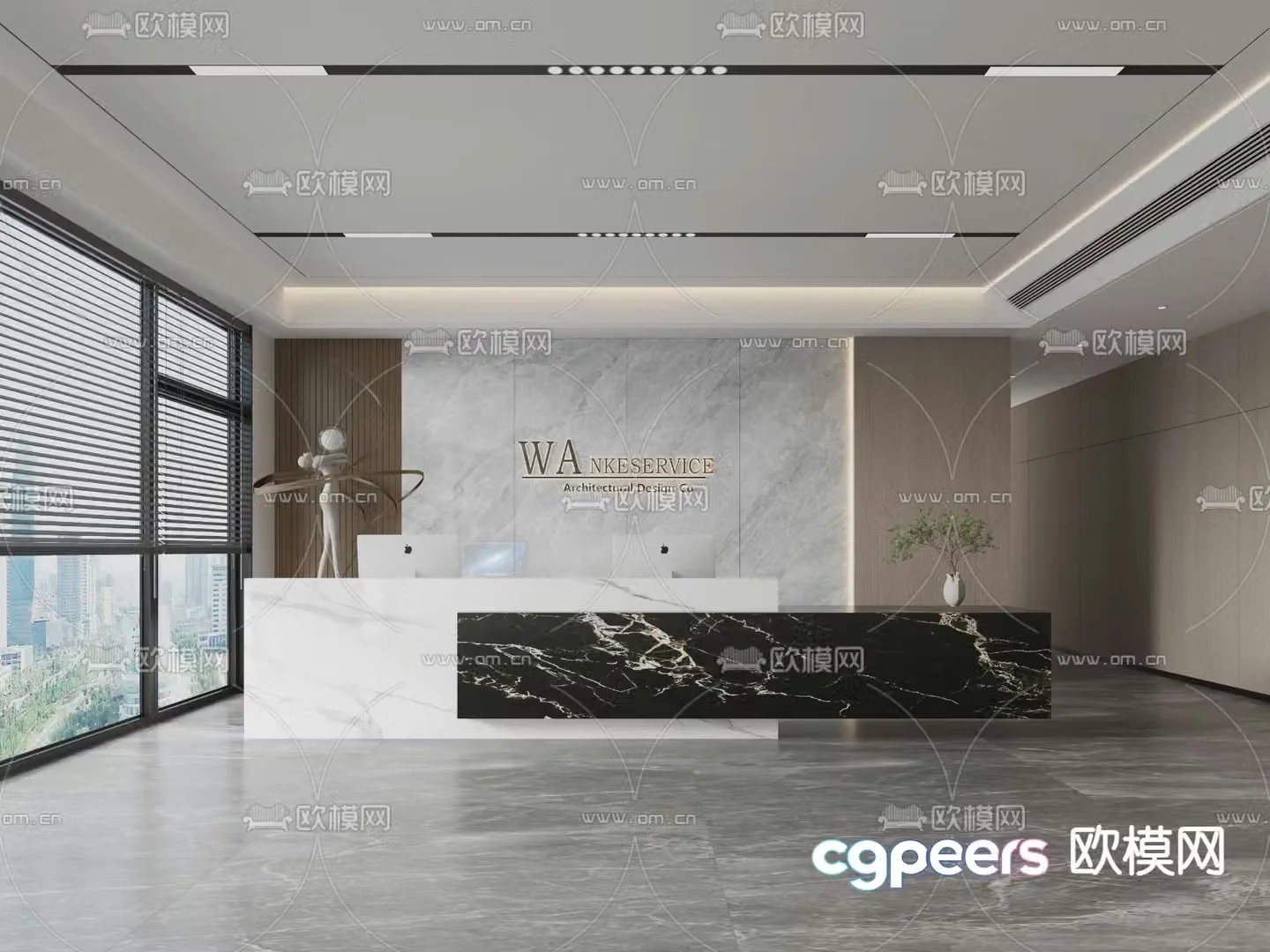 Company front desk reception desk 3d model
