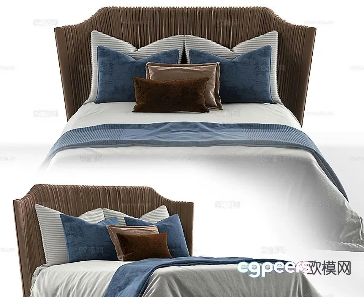 Modern double bed 3d model