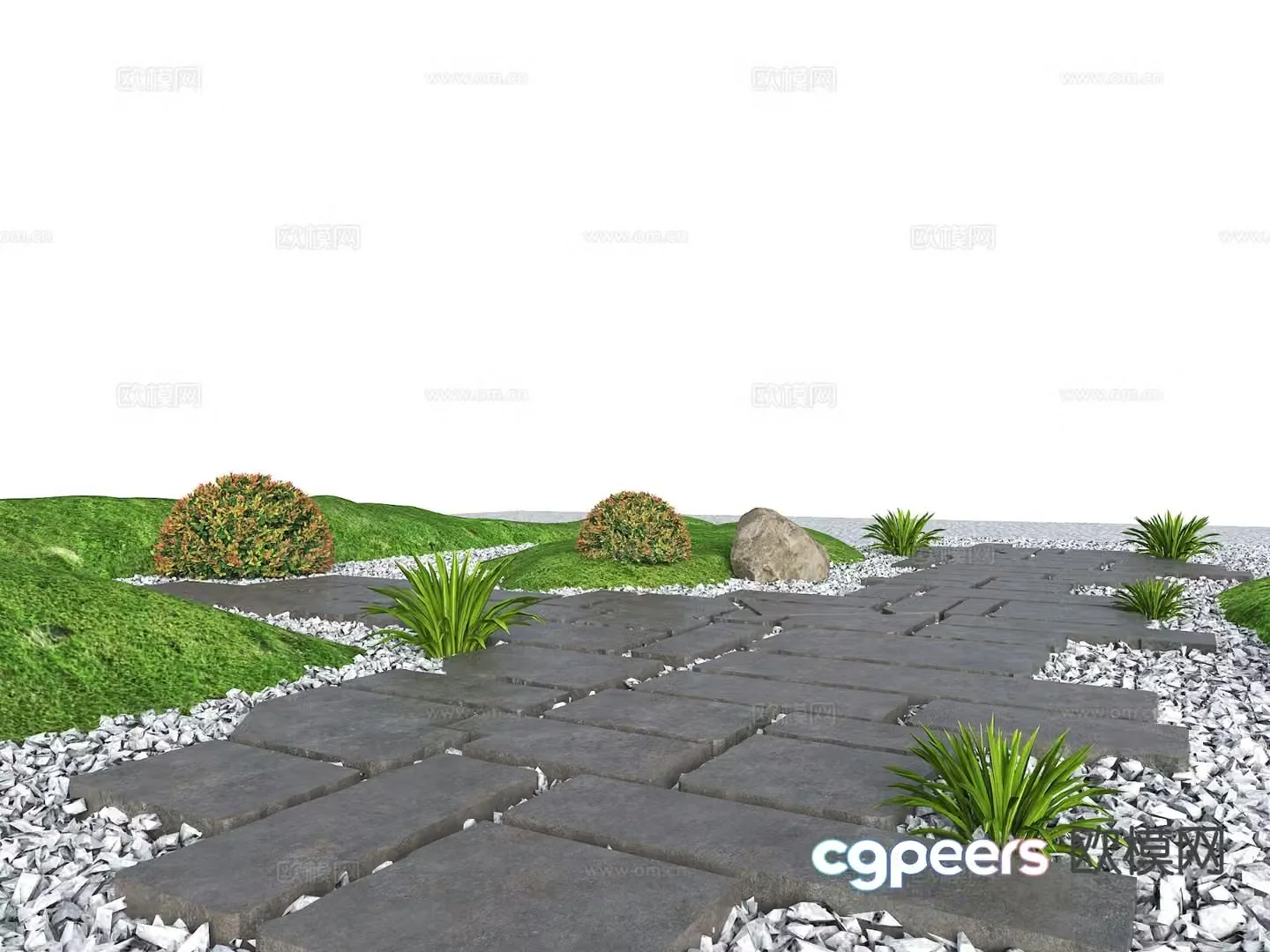Chinese style slate steps old slate slate paving 3D model