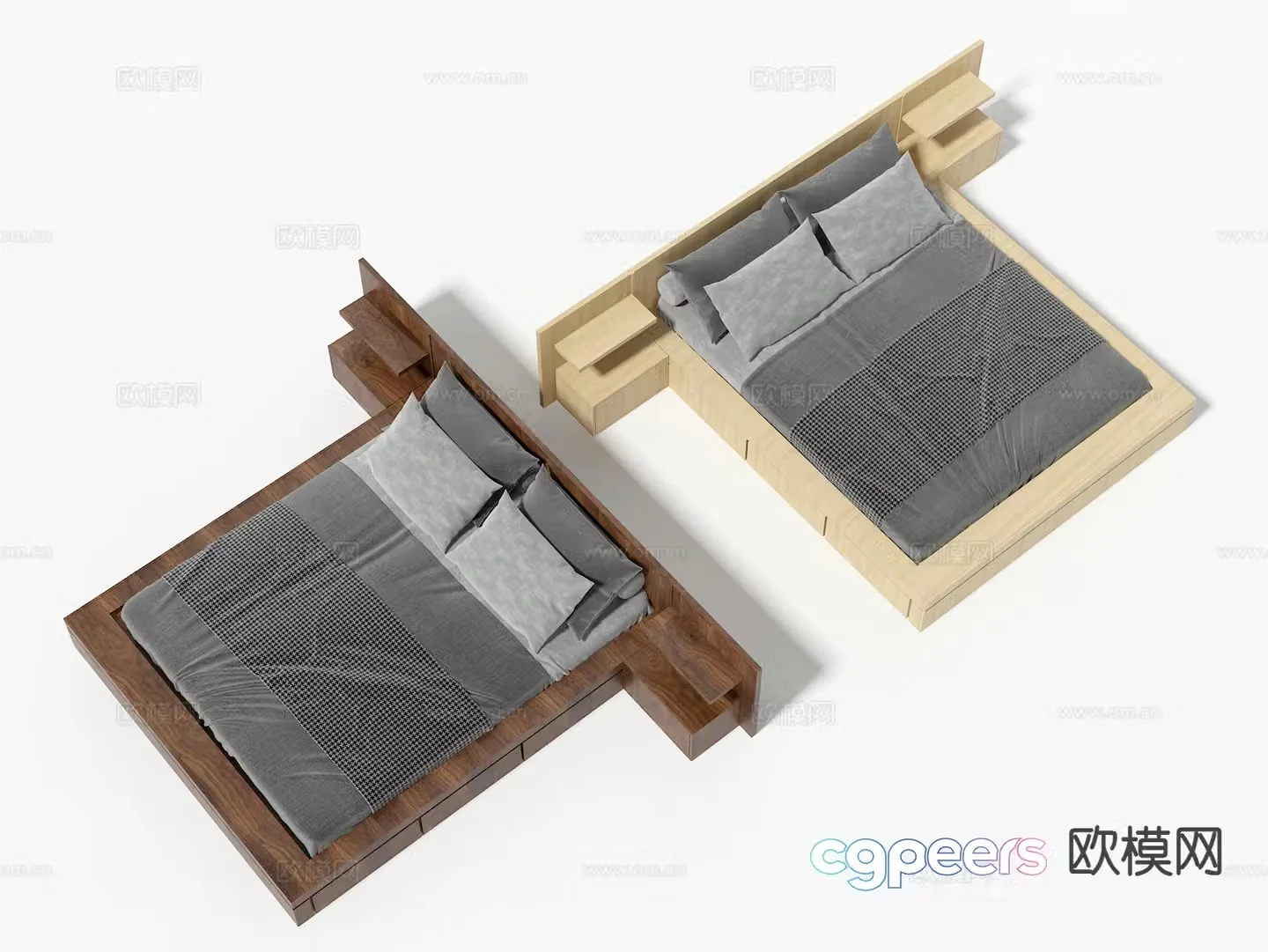 Tatami bed double bed 3d model