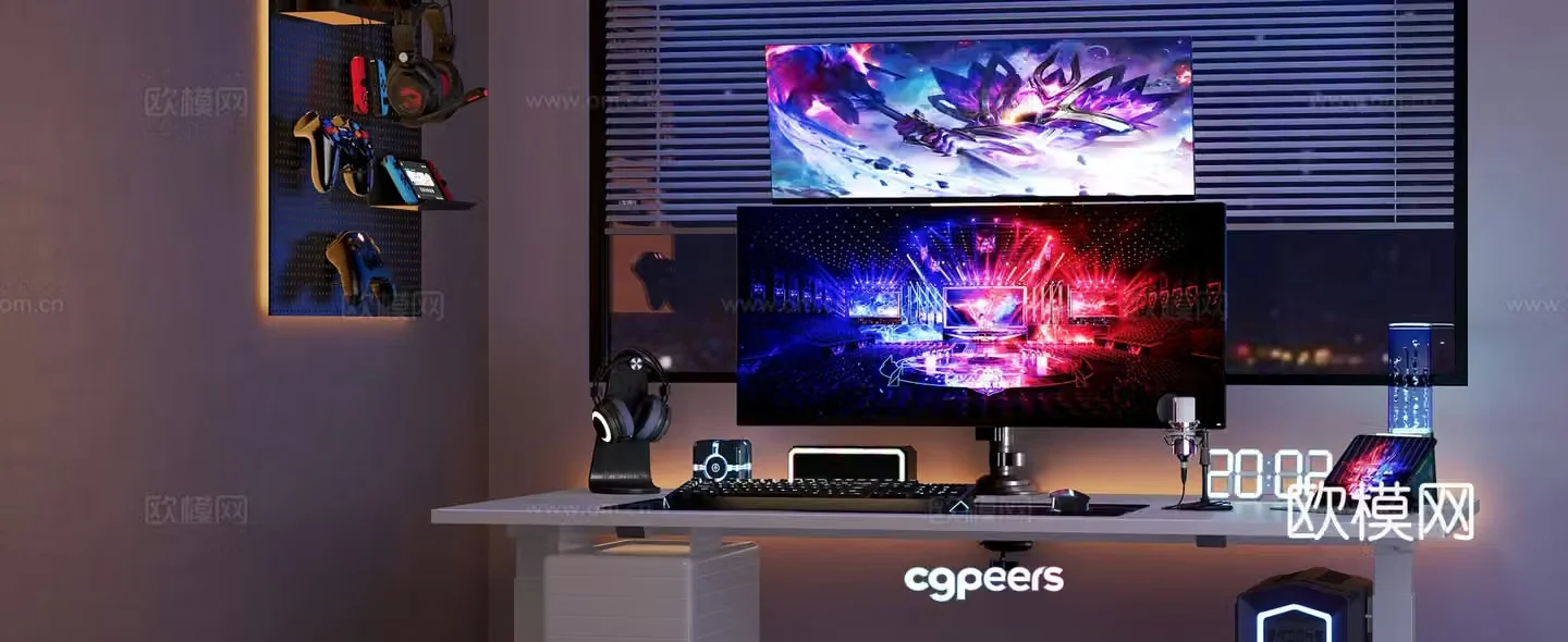 Modern e -sports computer keyboard 3D model