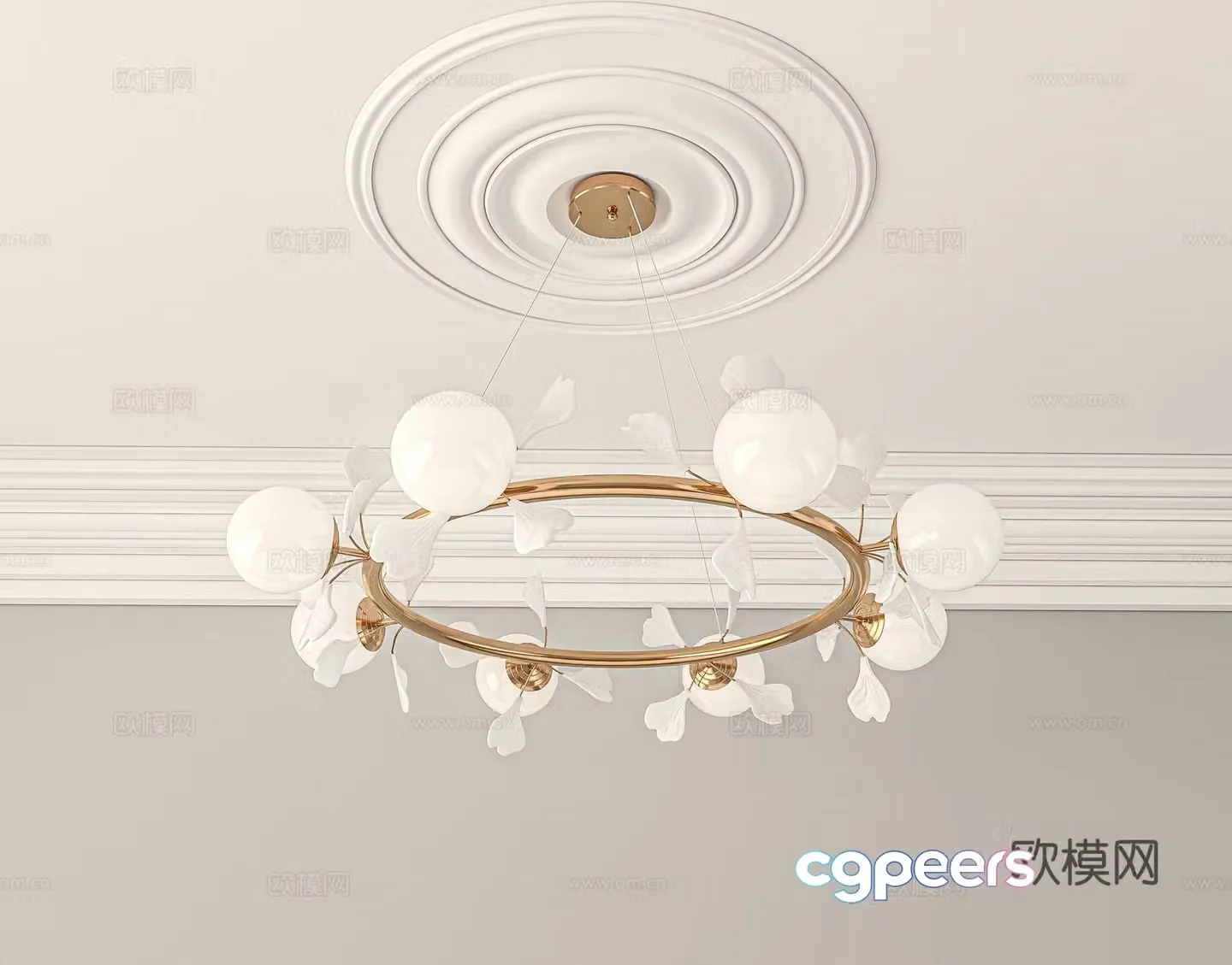 Creamy living room chandelier 3d model