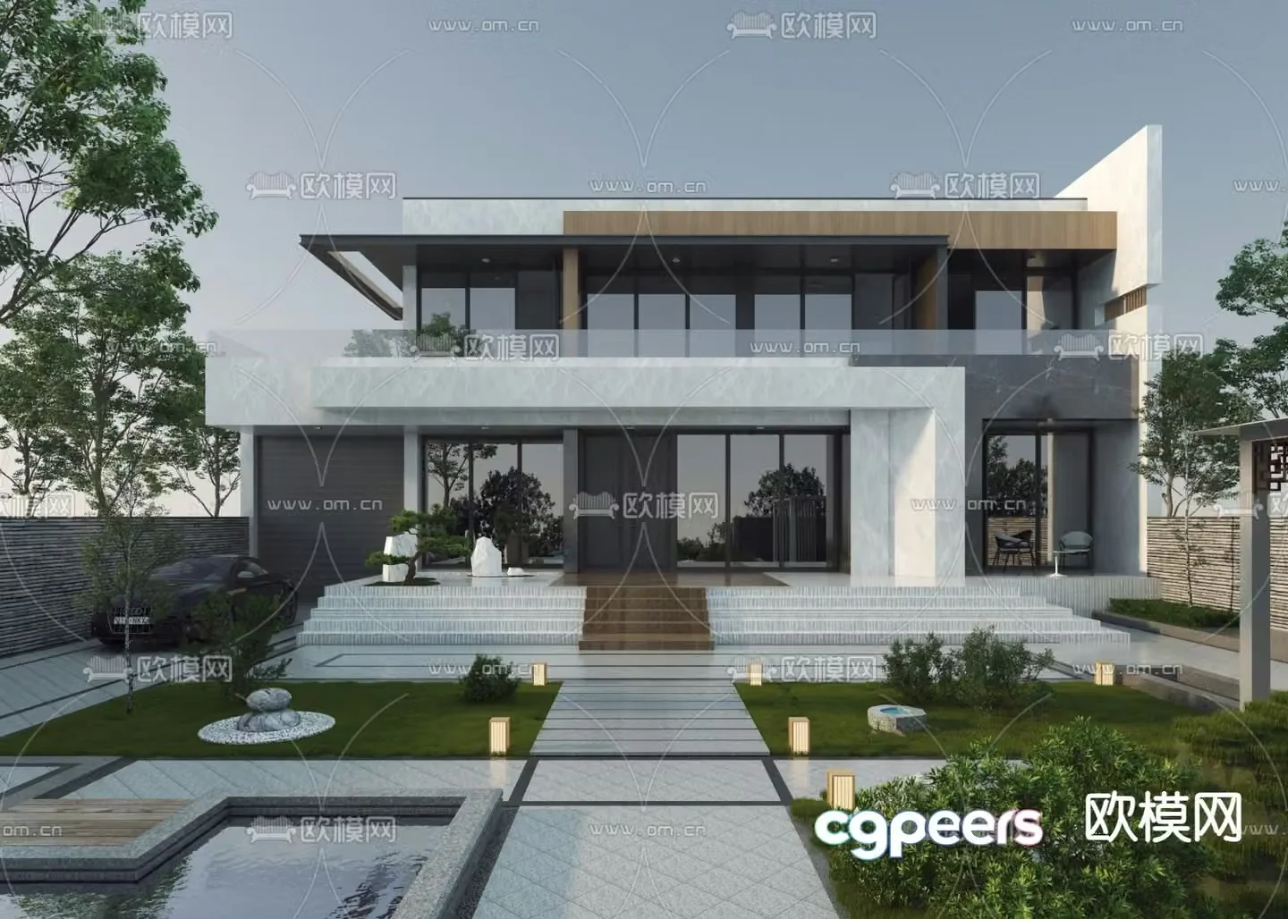 Villa courtyard garden 3d model