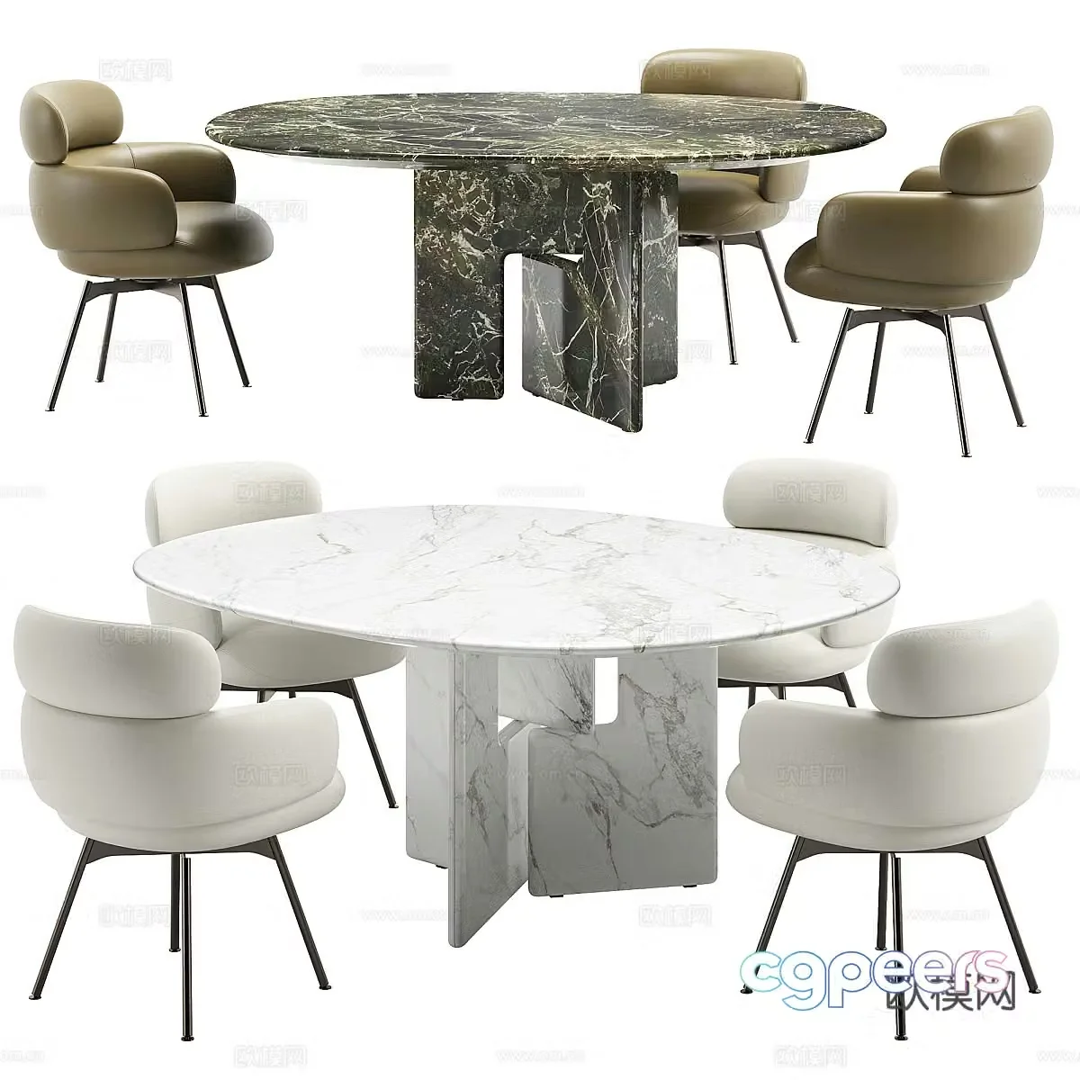 Modern dining table and chair 3d model