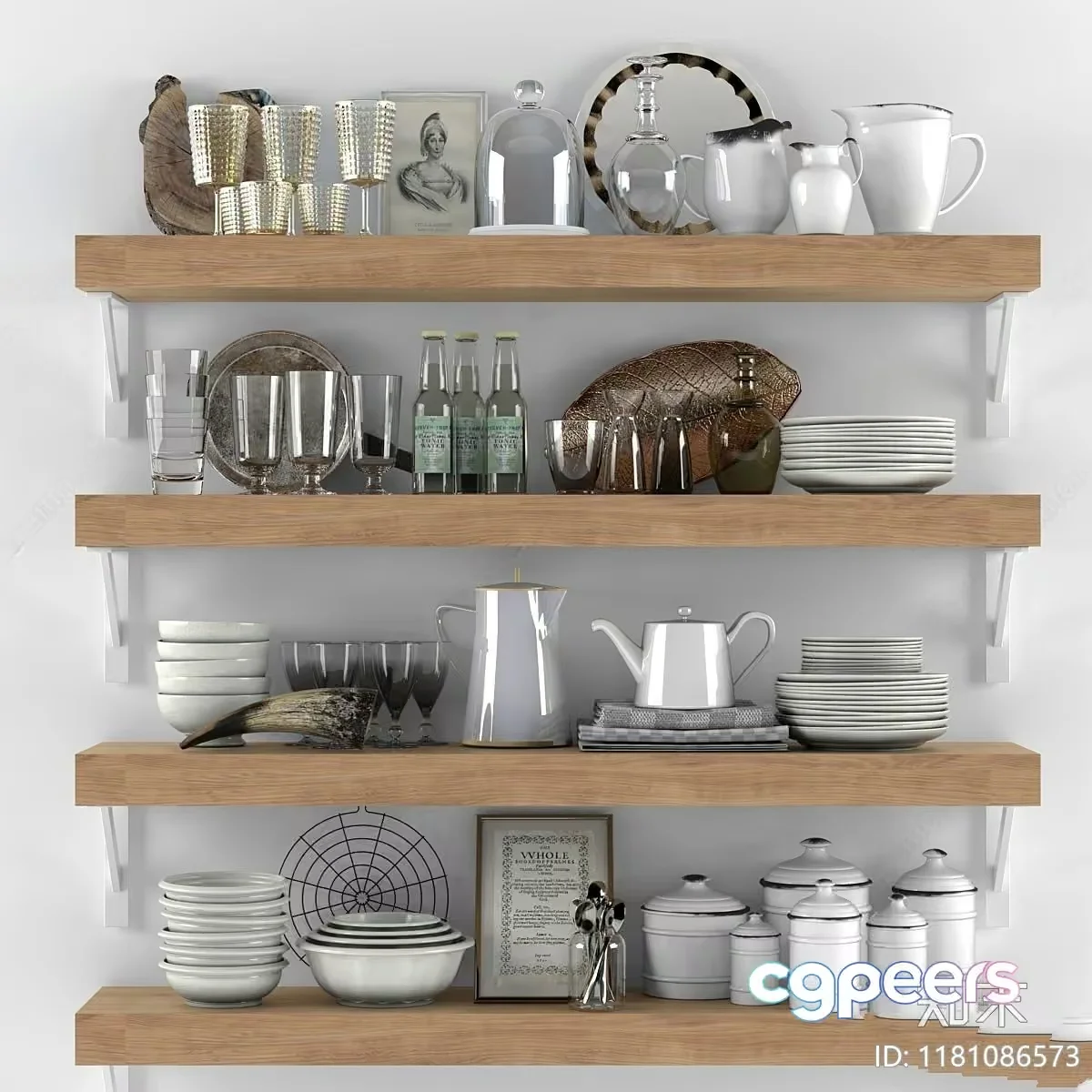 Four-Tiered Shelving Unit 3D Model – 11148 – VRAY Render