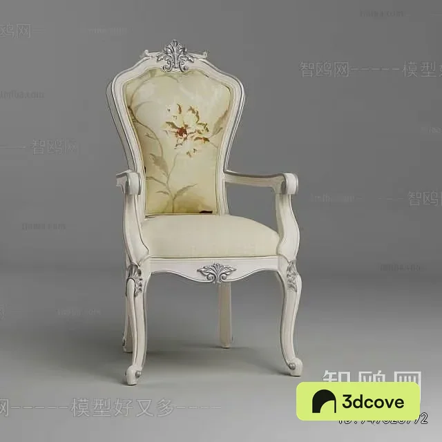 A White Chair With A Floral Pattern
